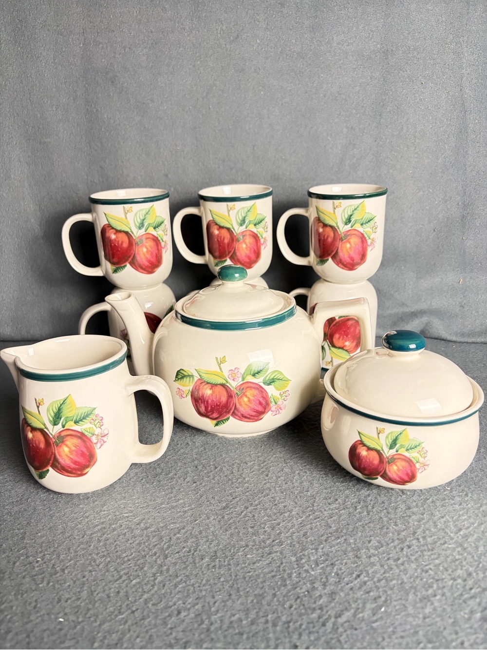 Vintage Cottagecore 1998 Casuals Apple Tea Set 9 Piece